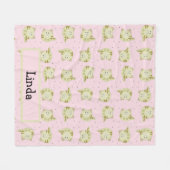 名前をカスタムするの茶色い猫の模様 フリースブランケット (正面(横))