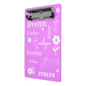 名前をカスタムするの薄紫および白い小型クリップボード ミニクリップボード (アングル2)
