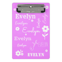 名前をカスタムするの薄紫および白い小型クリップボード