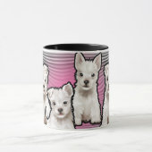 名前をカスタムするの虹と子犬のマグ。コーヒーマグ マグカップ (中央)