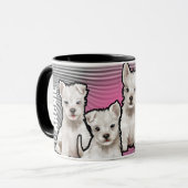 名前をカスタムするの虹と子犬のマグ。コーヒーマグ マグカップ (正面左)