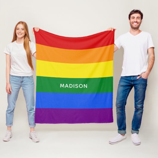 名前をカスタムするの虹の旗のフリースブランケット フリースブランケット (インサイチュ)