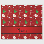 名前をカスタムするの赤いクリスマスの体操サンタ ラッピングペーパー (フラット)