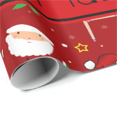 名前をカスタムするの赤いクリスマスの体操サンタ ラッピングペーパー (ロールコーナー)