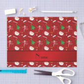 名前をカスタムするの赤いクリスマスの体操サンタ 薄葉紙 (クラフト)