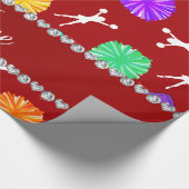 名前をカスタムするの赤いチアリーティングのポンポン ラッピングペーパー (角)