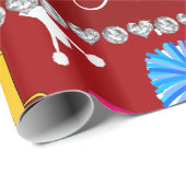 名前をカスタムするの赤いチアリーティングのポンポン ラッピングペーパー (ロールコーナー)