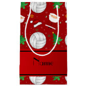 名前をカスタムするの赤いバレーボールのクリスマスパターン スモールペーパーバッグ (正面)