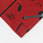 名前をカスタムするの赤く黒いギター音楽ノート フリースブランケット (角)