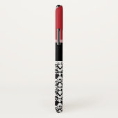 名前をカスタムするの赤く黒いダマスク織パターンモノグラム Case-Mate iPhoneケース (裏面/右)