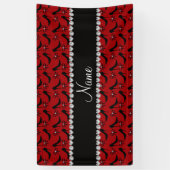 名前をカスタムするの赤く黒いハイヒールの弓ダイヤモンド 横断幕 (縦)