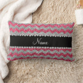 名前をカスタムするの赤紫のピンクの銀製のグリッターのシェブロン ランバークッション (ブランケット)