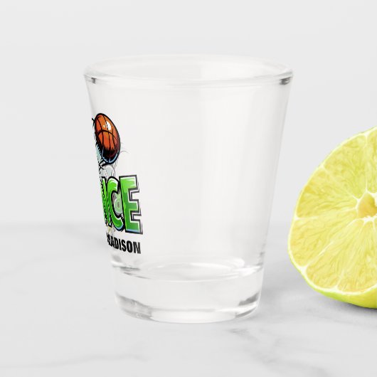 名前をカスタムするの跳ね上がりのバスケットボールの小グラス ショットグラス (右)