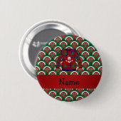 名前をカスタムするの醜いクリスマスのセーターのキャンディ・ケーン 缶バッジ (正面&裏面)