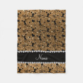 名前をカスタムするの金ゴールドのグリッターのチアリーティング フリースブランケット (正面)