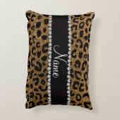 名前をカスタムするの金ゴールドのグリッターのチータのプリント アクセントクッション (裏面(縦))