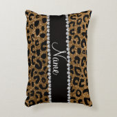 名前をカスタムするの金ゴールドのグリッターのチータのプリント アクセントクッション (正面(垂直))