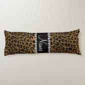 名前をカスタムするの金ゴールドのグリッターのチータのプリント ボディピロー (裏面)