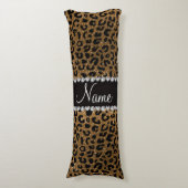 名前をカスタムするの金ゴールドのグリッターのチータのプリント ボディピロー (正面縦)