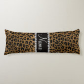 名前をカスタムするの金ゴールドのグリッターのチータのプリント ボディピロー (正面)