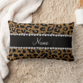 名前をカスタムするの金ゴールドのグリッターのチータのプリント ランバークッション (ブランケット)