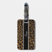 名前をカスタムするの金ゴールドのグリッターのヒョウのプリント ラゲッジタグ (裏面縦)