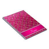 名前をカスタムするの金ゴールドのネオンショッキングピンクのグリッターのモトッコ人 ノートブック (右側)