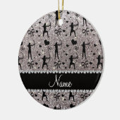 名前をカスタムするの銀のグリッターのアーチェリー セラミックオーナメント (左)