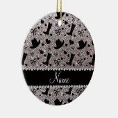 名前をカスタムするの銀のグリッターのカウボーイ・ブーツの帽子 セラミックオーナメント (右)