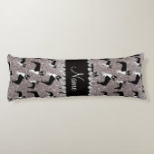 名前をカスタムするの銀のグリッターのボストンテリア ボディピロー (裏面)