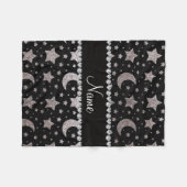 名前をカスタムするの銀のグリッターの星および月 フリースブランケット (正面(横))