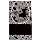 名前をカスタムするの銀のグリッターの社交ダンス スモールペーパーバッグ (裏面)