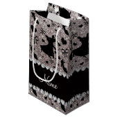 名前をカスタムするの銀のグリッターの社交ダンス スモールペーパーバッグ (正面アングル)