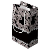 名前をカスタムするの銀のグリッターの社交ダンス スモールペーパーバッグ (裏面アングル)