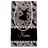 名前をカスタムするの銀のグリッターの社交ダンス スモールペーパーバッグ (正面)