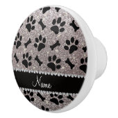 名前をカスタムするの銀のグリッターは犬の足の骨を抜きます セラミックノブ (右)