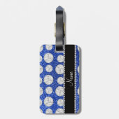 名前をカスタムするの青いグリッターのバレーボール ラゲッジタグ (裏面縦)
