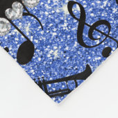 名前をカスタムするの青いグリッターはノート音楽トランペットを吹きます フリースブランケット (角)