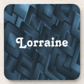 名前をカスタムするの青いダイヤモンド形 コースター (正面)