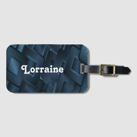 名前をカスタムするの青いダイヤモンド形 ラゲッジタグ (正面横)
