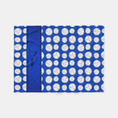 名前をカスタムするの青いバレーボールの青い縞 フリースブランケット (正面(横))