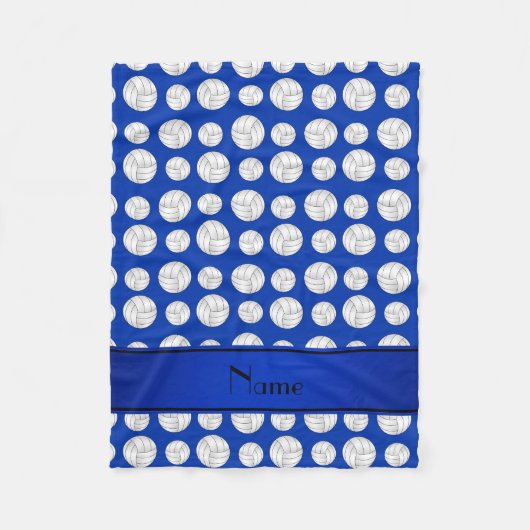 名前をカスタムするの青いバレーボールの青い縞 フリースブランケット (正面)