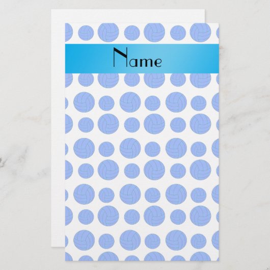 名前をカスタムするの青いバレーボールパターン 便箋 (正面/裏面)