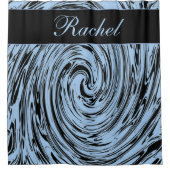 名前をカスタムするの青い渦巻き抽象芸術パターンモダン シャワーカーテン (正面)