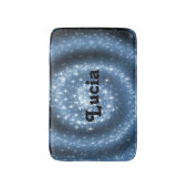 名前をカスタムするの青い渦巻き星模様 バスマット (正面縦)