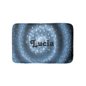 名前をカスタムするの青い渦巻き星模様 バスマット (正面)
