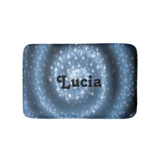 名前をカスタムするの青い渦巻き星模様 バスマット (正面)