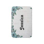 名前をカスタムするの青い花の灰色の木 バスマット (正面縦)