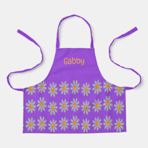 名前をカスタムするの青い花を紫に エプロン