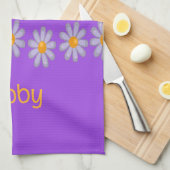 名前をカスタムするの青い花を紫に キッチンタオル (四つ折り)